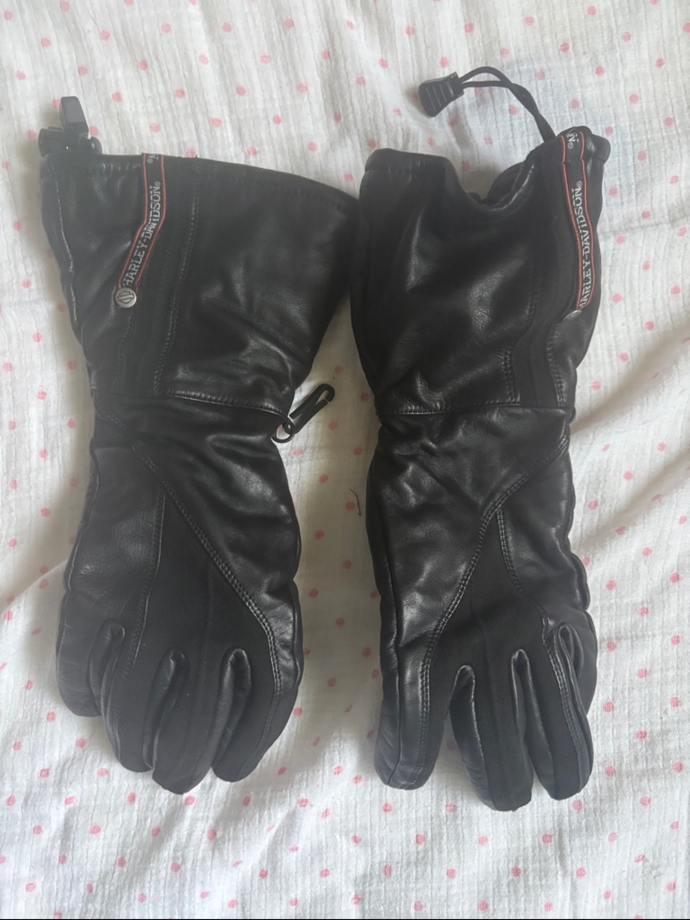 Harley-Davidson Womens Black vLeather Motorcycle Gloves